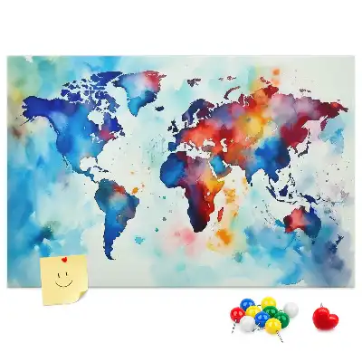 Memobord van kurk met een wereldkaartprint