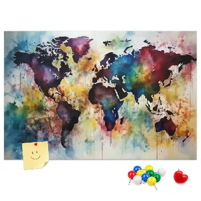 Memobord van kurk met aquarelkaart