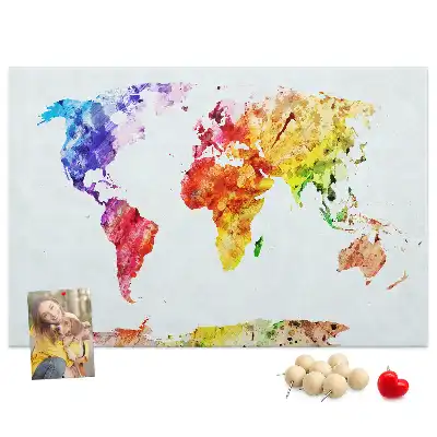 Memobord van kurk Pastel geschilderde kaart