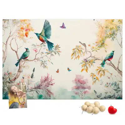 Kurk prikbord Bloemen vogels natuur