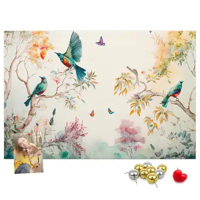 Kurk prikbord Bloemen vogels natuur