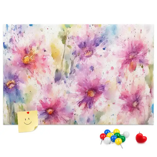 Memobord van kurk Geschilderde bloemen