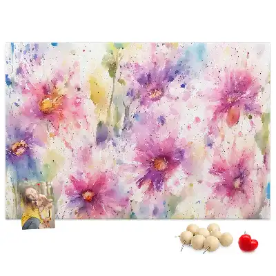 Memobord van kurk Geschilderde bloemen