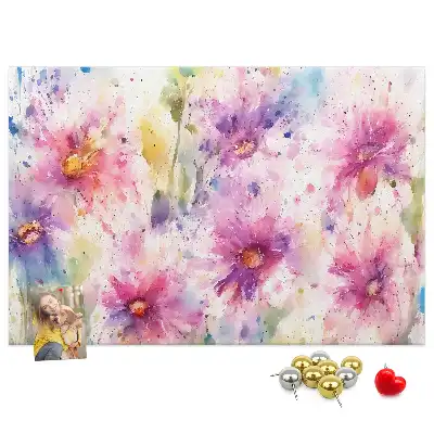 Memobord van kurk Geschilderde bloemen