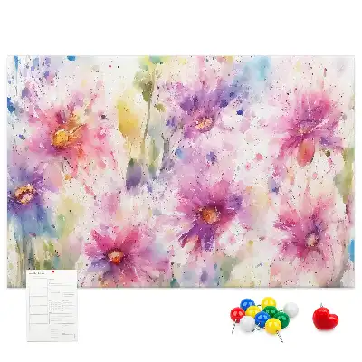 Memobord van kurk Geschilderde bloemen