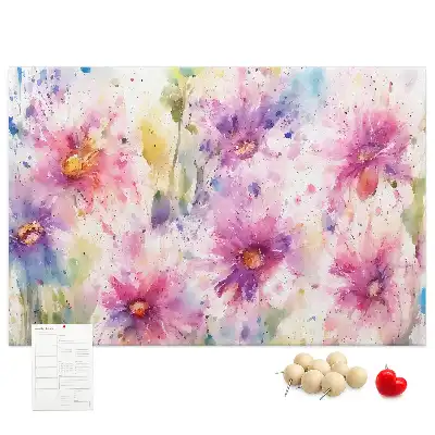 Memobord van kurk Geschilderde bloemen