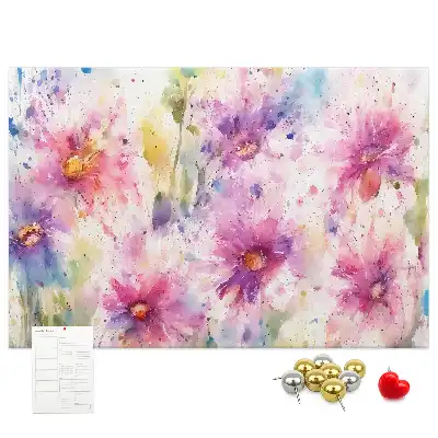 Memobord van kurk Geschilderde bloemen