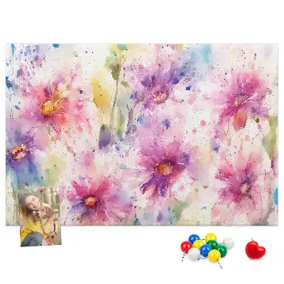 Memobord van kurk Geschilderde bloemen