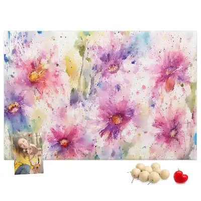 Memobord van kurk Geschilderde bloemen