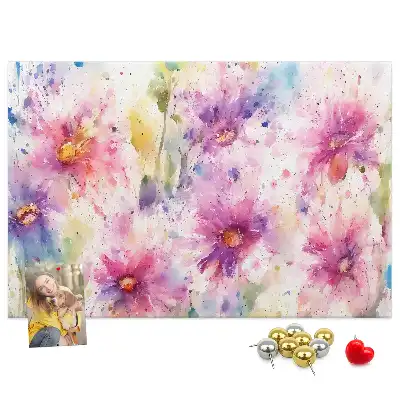 Memobord van kurk Geschilderde bloemen