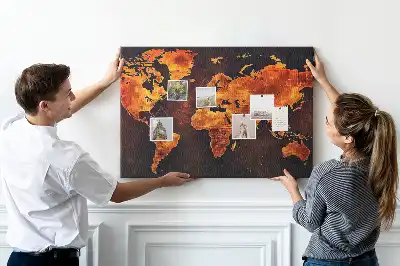 Kurk prikbord Wereldatlas voor aan de muur