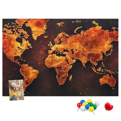 Kurk prikbord Wereldatlas voor aan de muur