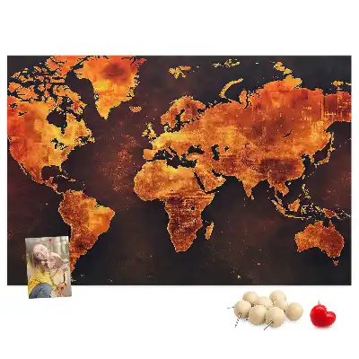 Kurk prikbord Wereldatlas voor aan de muur