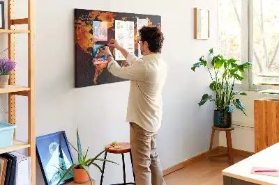 Kurk prikbord Wereldatlas voor aan de muur