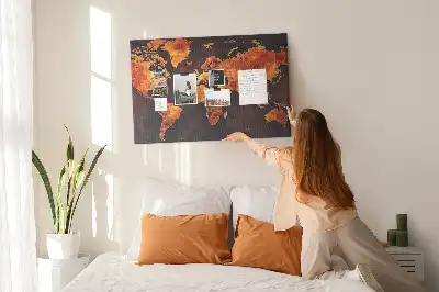 Kurk prikbord Wereldatlas voor aan de muur