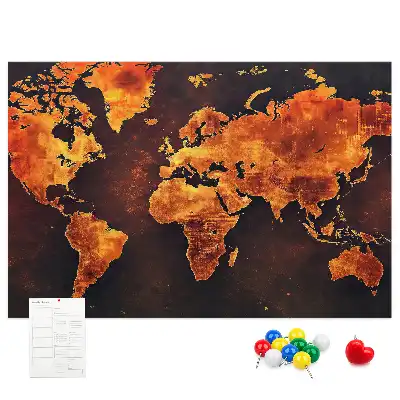 Kurk prikbord Wereldatlas voor aan de muur