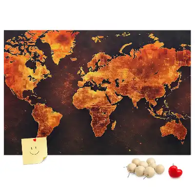 Kurk prikbord Wereldatlas voor aan de muur