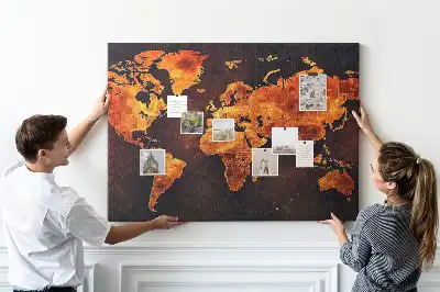 Kurk prikbord Wereldatlas voor aan de muur