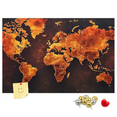 Kurk prikbord Wereldatlas voor aan de muur