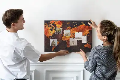 Kurk prikbord Wereldatlas voor aan de muur