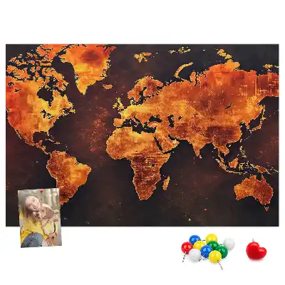 Kurk prikbord Wereldatlas voor aan de muur