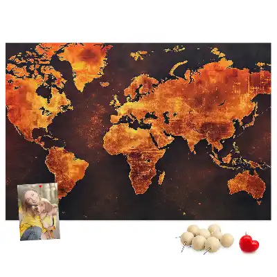 Kurk prikbord Wereldatlas voor aan de muur