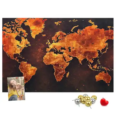 Kurk prikbord Wereldatlas voor aan de muur
