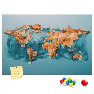 Memobord van kurk in de vorm van een wereldbol