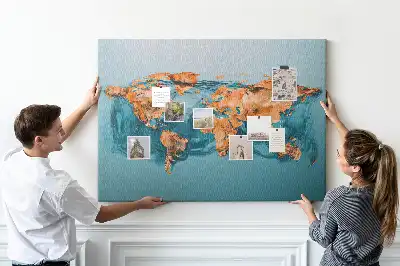 Memobord van kurk Moderne wereldbolsamenstelling