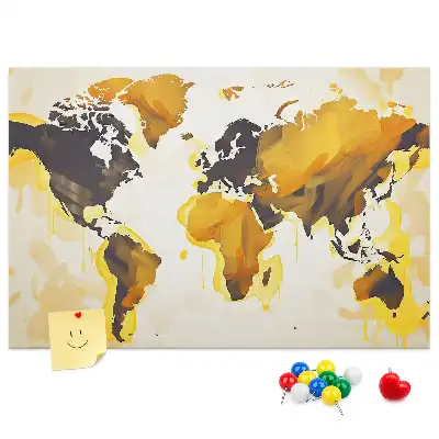 Memobord van kurk met abstracte wereldkaart