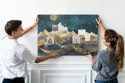 Memobord van kurk Bergen 's nachts