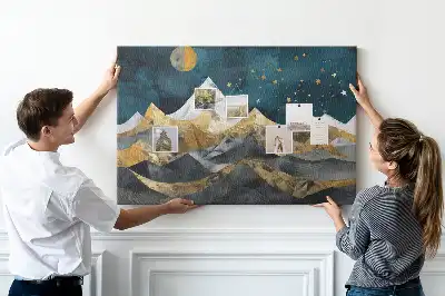 Memobord van kurk Bergen 's nachts