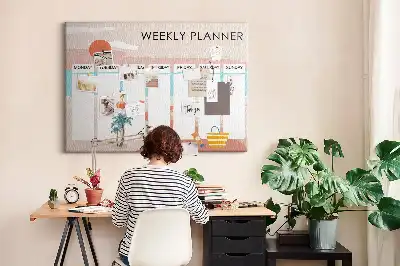 Memobord van kurk Zevendaagse organizer werk