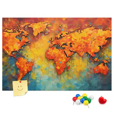 Decoratief memobord van kurk in de vorm van een wereldkaart