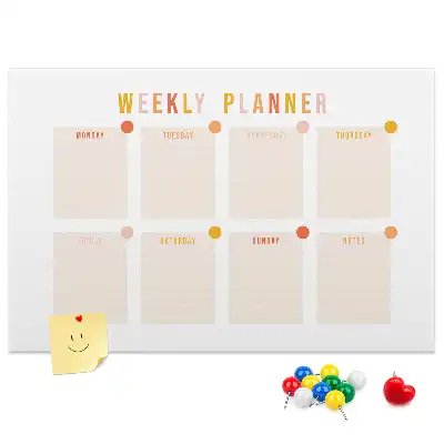 Memobord van kurk met zevendaags schema