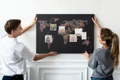 Kurk prikbord Wereldkaart van stippen