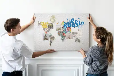 Memobord van kurk Geografie van letters en woorden