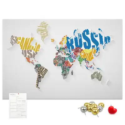 Memobord van kurk Geografie van letters en woorden