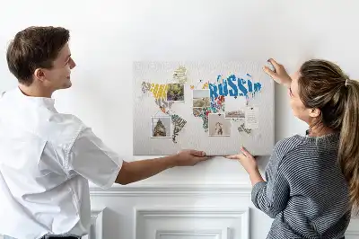 Memobord van kurk Geografie van letters en woorden