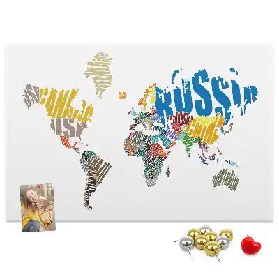 Memobord van kurk Opschriften die een kaart vormen