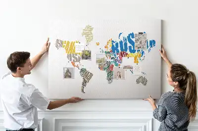 Memobord van kurk Opschriften die een kaart vormen