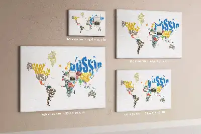 Memobord van kurk Opschriften die een kaart vormen