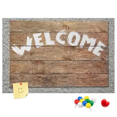 Kurk prikbord als welkomstbord