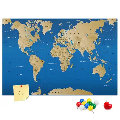 Kurken memobord met wereldkaart
