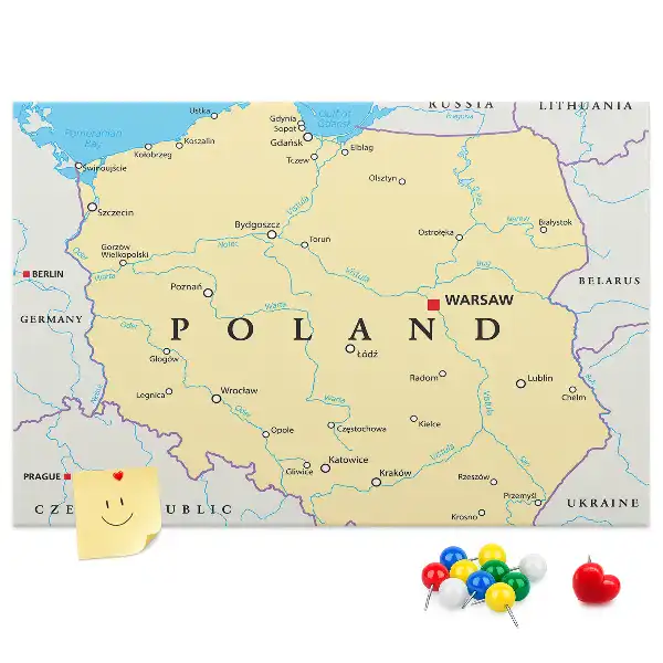 Kurk prikbord Politieke kaart van Polen