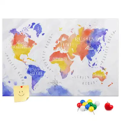 Memobord van kurk met wereldkaart opdruk