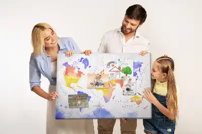 Memobord van kurk Geschilderde wereldkaart art