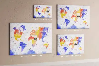 Memobord van kurk Geschilderde wereldkaart art