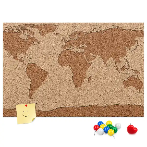 Kurk prikbord Wereldkaart van kurk