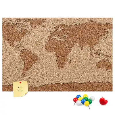 Wereldkaart prikbord van kurk